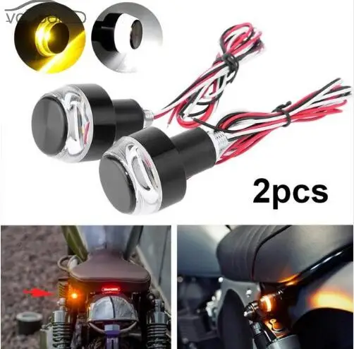 

2 PCS CNC Motorcycle Amber LED Handle Bar End Indicator Grip Plug Turn Signal Light FOR 22mm Handlebar