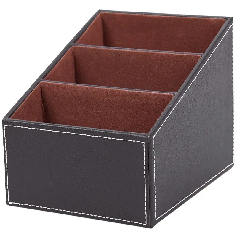 Boîte de rangement en cuir (marron), 1 pièce, organisateur de CD de télécommande, téléphone de bureau, boîte de rangement (marron)