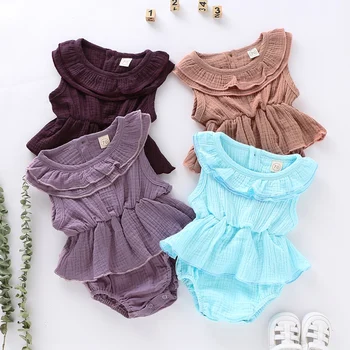 

Baby Newborn Girls Flare Sleeve Casual Bodysuit Outfits Layered Design Jumpsuit Romper Infant Drop