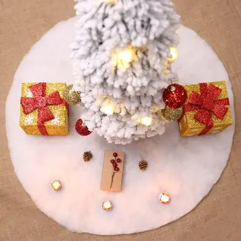 

White Plush Christmas Tree Skirt Decor Bottom Floor Mat Cover Merry Xmas Decor