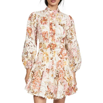 

BGW HT4113 High Neck Floral Print A Line Cocktail Dresses Long Sleeves Mini Gown Vestidos De Graduacion Corto 2020
