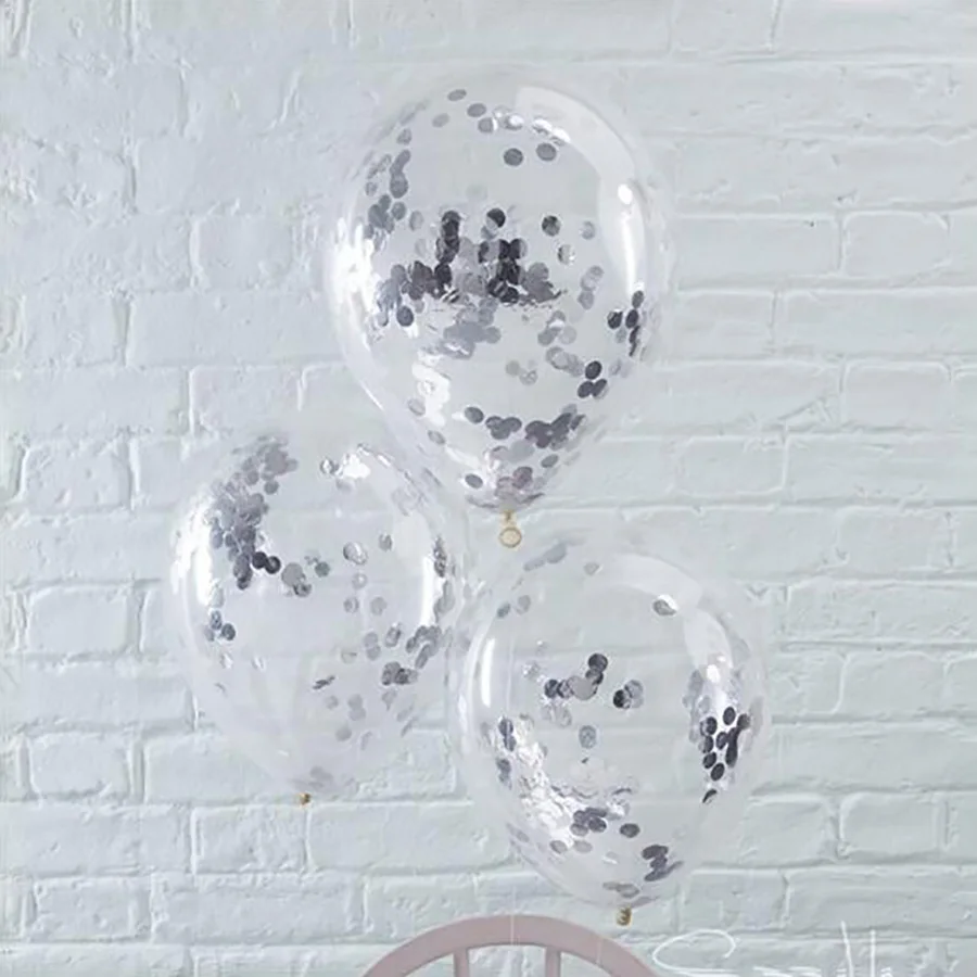 5 шт. прозрачные воздушные шары Золотое округлое конфетти из фольги счастливый день рождения, детский душ Свадебная вечеринка украшения прозрачные воздушные шары на Рождество - Цвет: silver