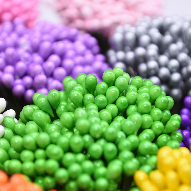 130 шт. 3 мм Двойные головки жемчужные Stamen Pistils DIY искусственные материалы для