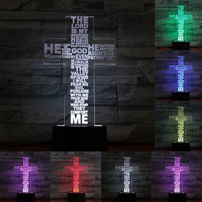 

Creative Colorful Gradient Cross 3D Lamp LED Colorful Night Light Home Bar Club E8BD