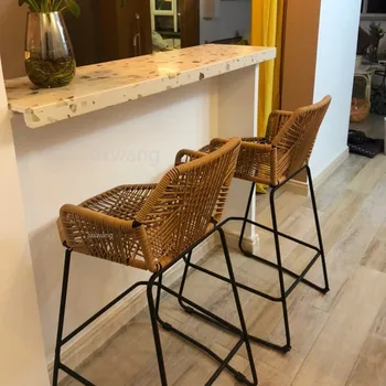 

Modern Minimalist Bar Chair Bar Chairs High Stool Bar Stool Home Nordic High Chair Rattan Chair Bar Stool