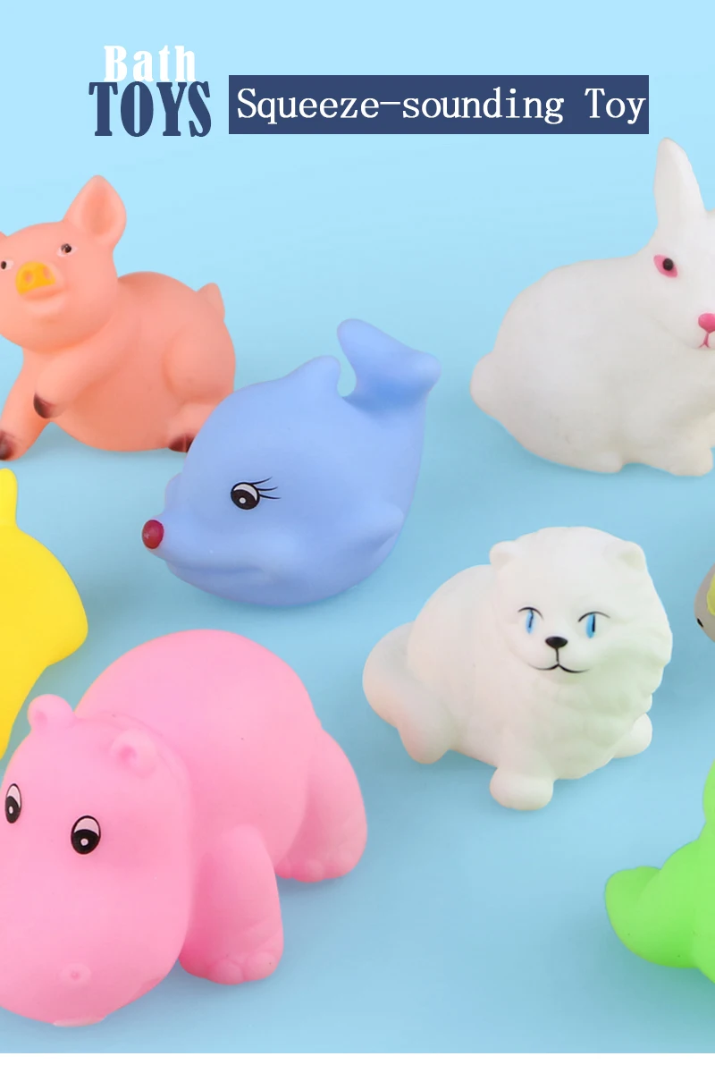 Водные Игрушки для ванной животные игрушки для плавания мини красочная мягкая плавающая резиновая утка Сжимаемый звук забавные игрушки для малышей