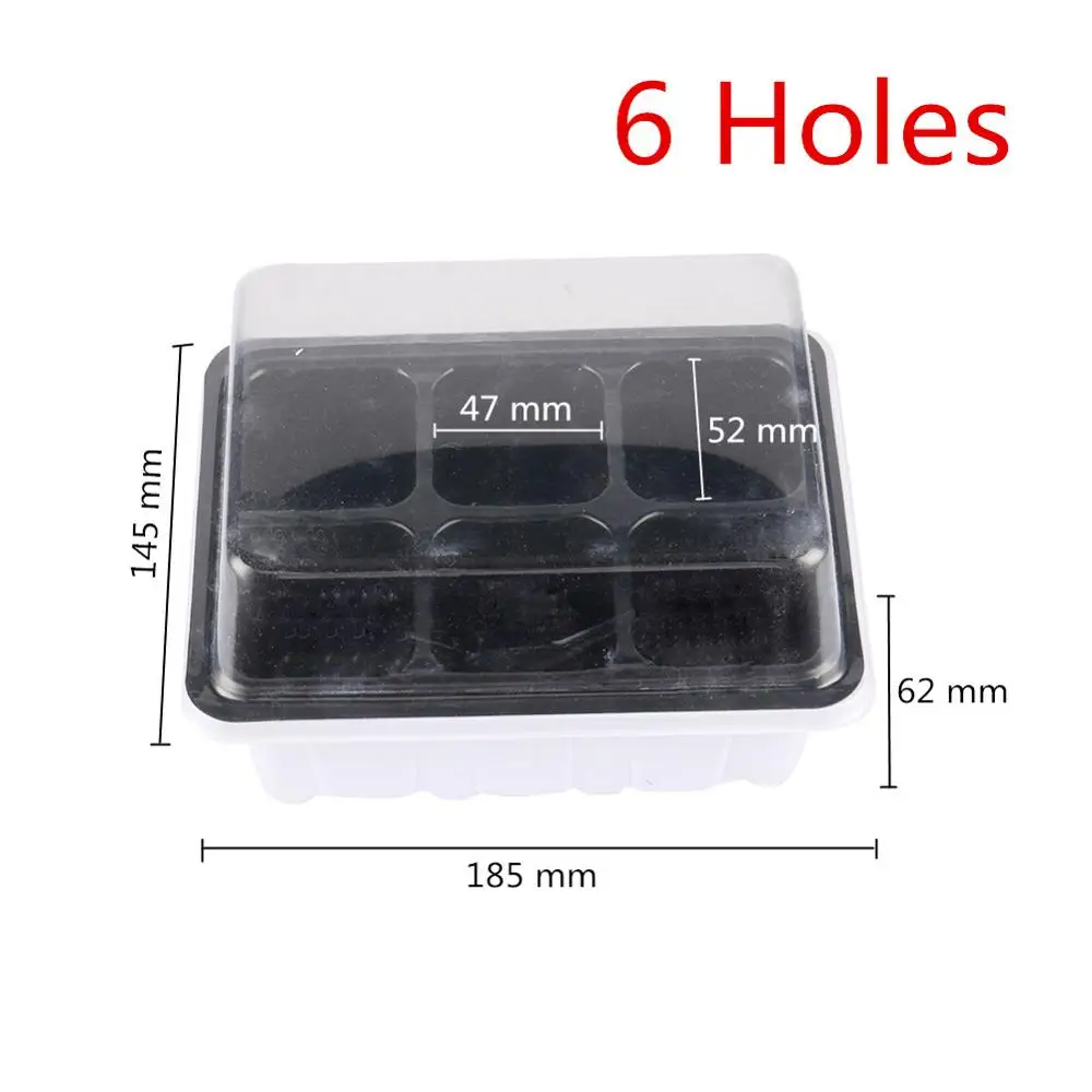 6 holes 6/12 ячеек, пластиковые горшки для растений, набор лотков для растений, ящик для проращивания с куполом, садовая коробка, товары для сада, 2 шт - Цвет: 6 holes
