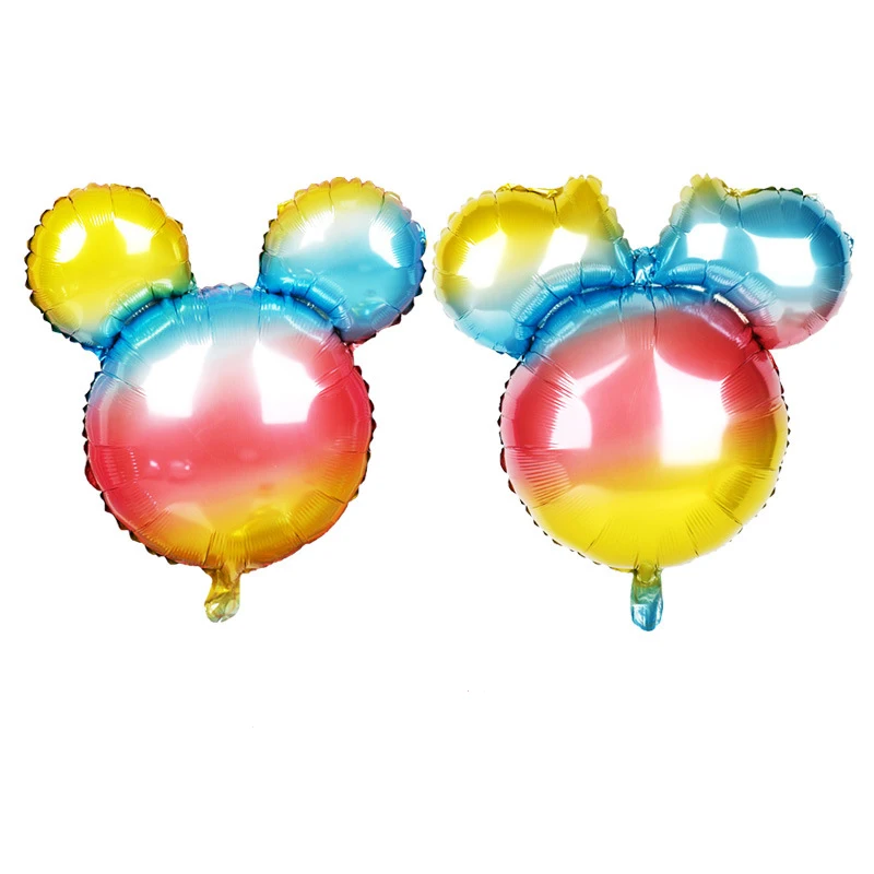 

1pc rainbow color 24inch mickey head Foil Balloons gradient minnie wedding birthday party decorations kids baby girl globo