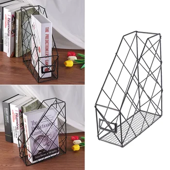 

3pcs Iron Bookshelf Desktop Simple Storage Bookshelf Rack for Book Magazine File (Single Layer Black)