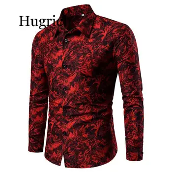 

2020 New style Spring And Summer Men's Casual Pattern Stand Collar Button Long Sleeve Shirt high quality