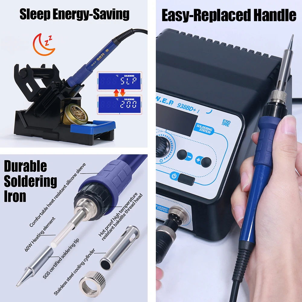 Desoldering Tool WEP 938BD+-I 750W Hot Air Gun Soldering Station BGA Rework Station Desoldering SMD Welding Repair Tools