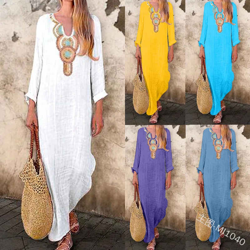 

Bikini Cover Up Beach Tunic Wear Sarongs For Women Women's Swimsuits Dress On Swimsuit Woman Loose Cotton Neck Split