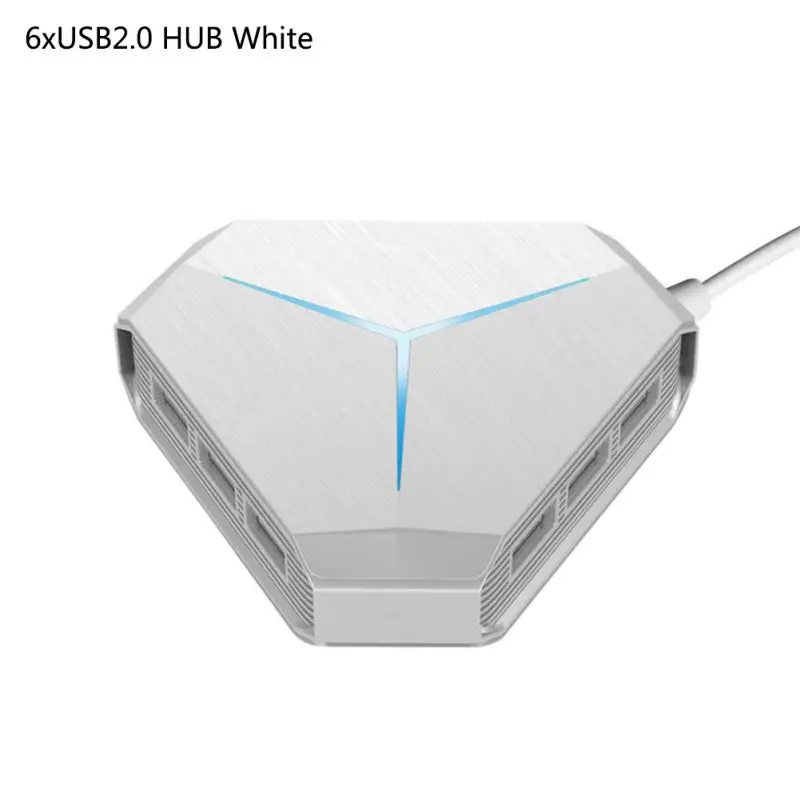 6-Порты и разъёмы usb-концентратор 1 метр Кабель диспенсер с TF/SD кард-ридер AUX микрофона холодный свет для зарядки USB 2,0 концентратор - Цвет: W