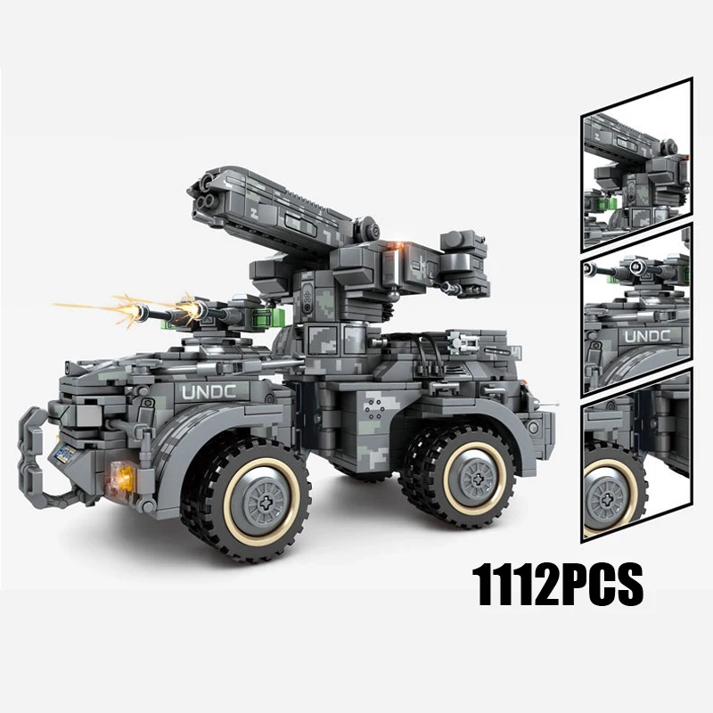 

future military self-propelled gun Armored car building block army swat figures vehicle bricks toys for boys gifts