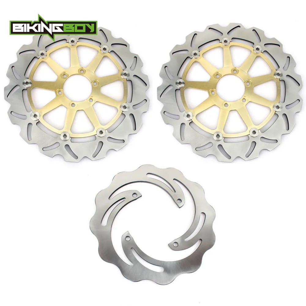 BIKINGBOY для DUCATI 996 Monster S4R 2003-2006 1000 Monster S2R 2006-2007 Полный Комплект Передние Задние тормозные диски роторы - Цвет: Wavy Gold