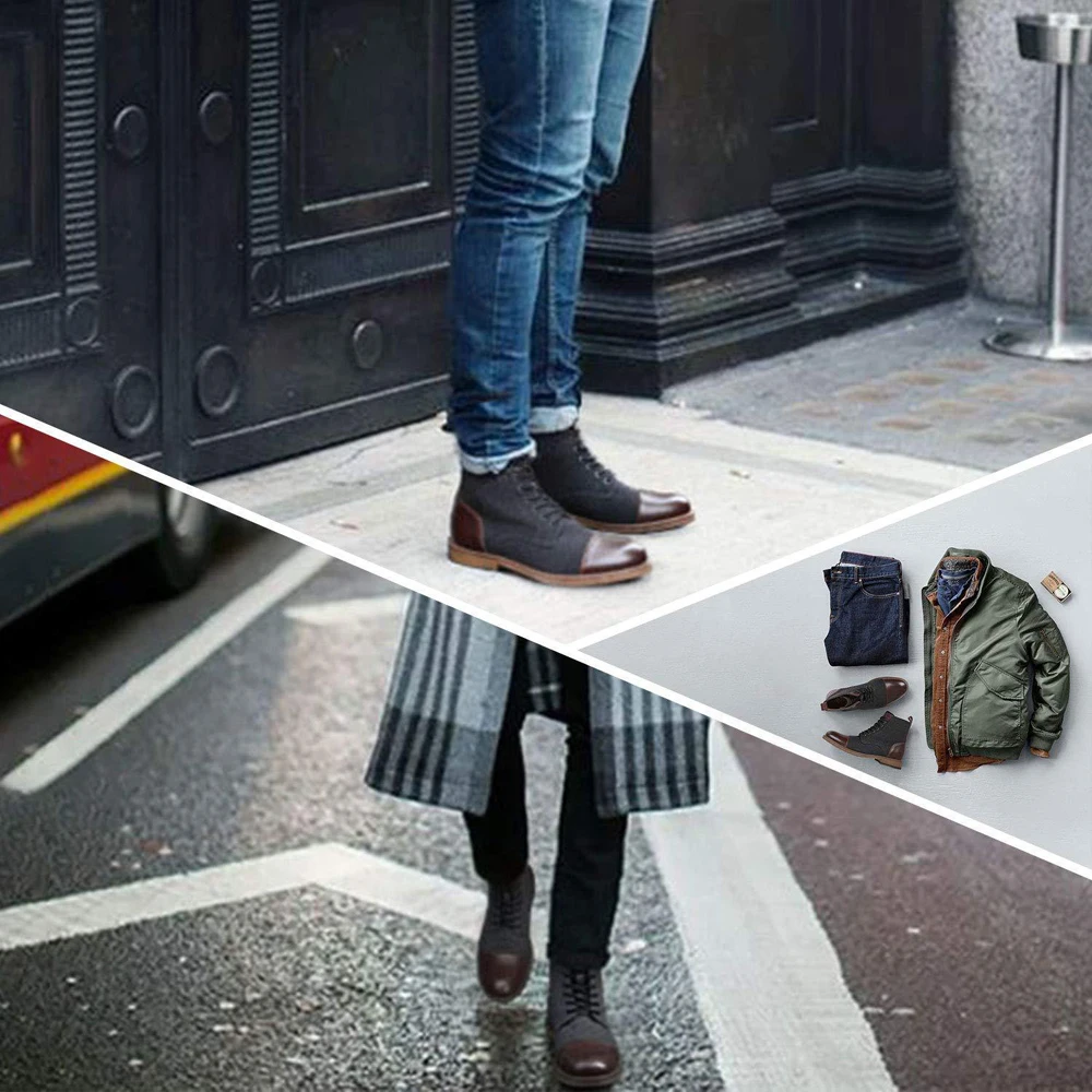 Men Ankle Boots Autumn Winter Casual Lace Up Shoes Booties Oxfords Fashion Boots Men Large Size 39-48