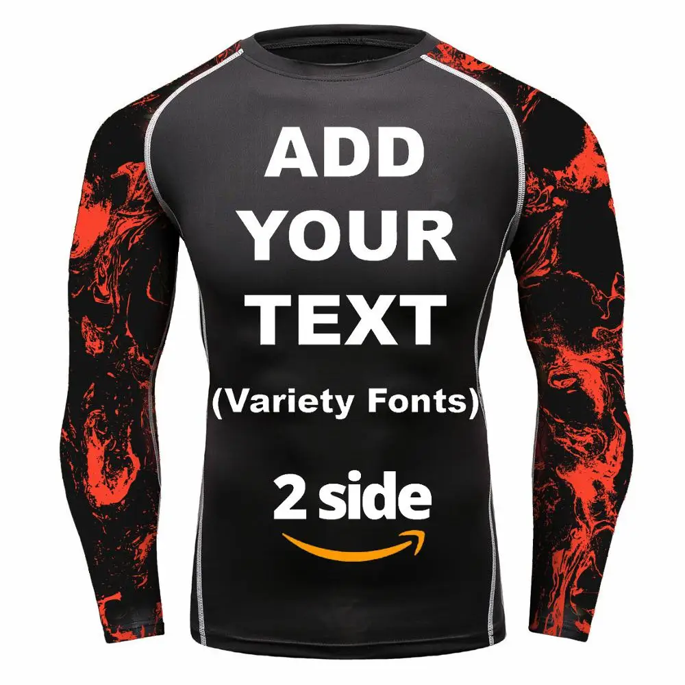 Men&rsquo;s BJJ MMA Quick Dry Rash Guards Add Your Image Photo Sports Wear T Shirts Long Sleeve Athletic Gym Top