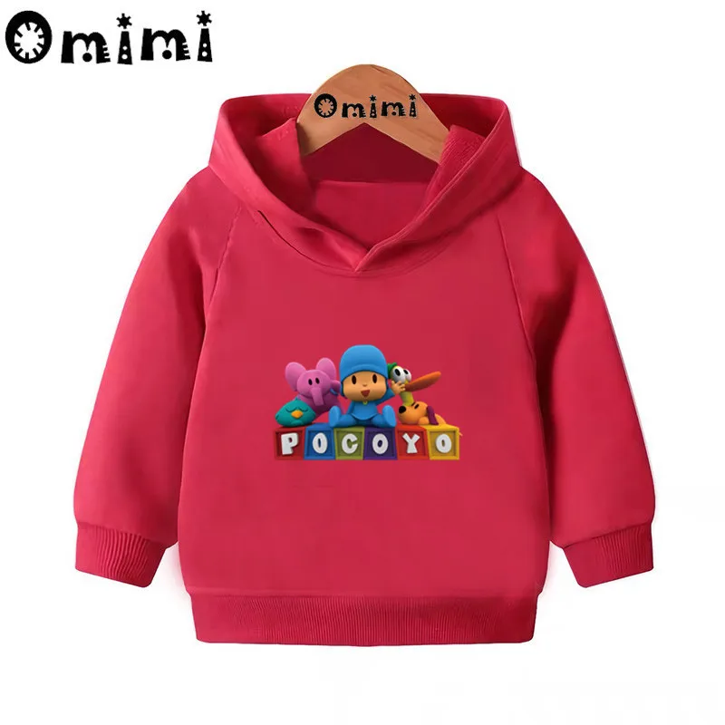 Pocoyo/Забавный детский свитер с рисунком; детские толстовки с капюшоном; крутой пуловер для малышей; топы для девочек и мальчиков; осенняя одежда; KMT5313 - Цвет: Red-5313B
