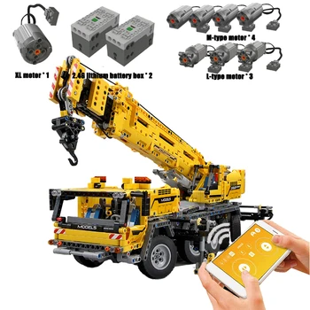 

13107 Technic Series Motor Power Mobile Crane Mk II Model Building Blocks Bricks 42009 Mould King 20004 Toys For Children