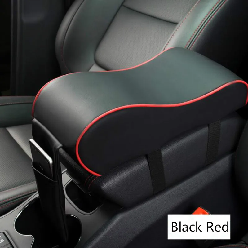 Кожаный чехол для подлокотника автомобиля, автомобильный подлокотник, автомобильная центральная консоль, подлокотник для сиденья, защитный чехол для автомобиля, универсальный стиль - Название цвета: Black Red