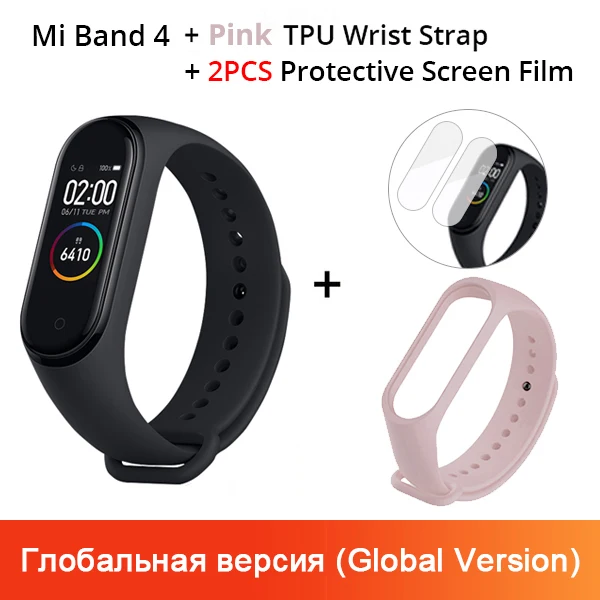 GV N Pink Xiaomi mi Band 4 новейший музыкальный Смарт mi band 4 браслет пульсометр фитнес 135 мАч цветной экран Bluetooth 5,0 - Цвет: GV N Pink