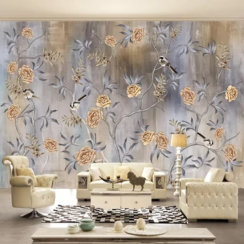 

Custom Photo Wall Decor European Style Classical Art Flower Bird Mural Retro Bedroom Study Living Room TV Background Wallpaper