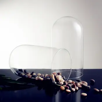 

Gass Shade Glass Bell Jar Bell Flowers Glass Dome cap with Wood Base Home Decor decoration vases cover shaped transparent empty