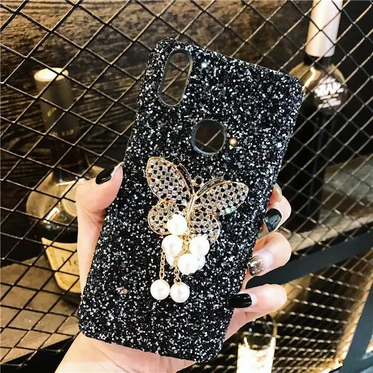 Новые блестящие Чехлы для OPPO A11X A9 A5 2020 Realme X 3 5 Q Pro Lite Reno 2 2z Bling Cover Hard PC Capa Butterfly