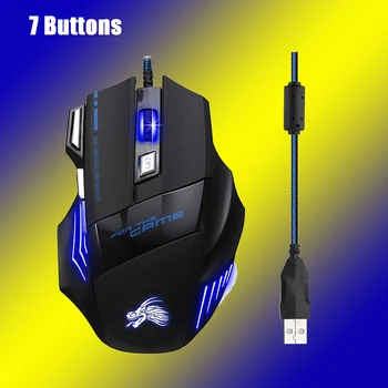 

Pohiks 1pc USB Wired LED Optical Gaming Mouse 7 Buttons 5500DPI Colorful Breathing Lamp Backlight Mice For PC Computer
