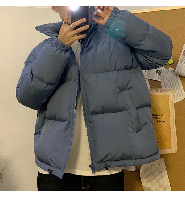 LAPPSTER Men Harajuku Colorful Bubble Coat Winter Jacket 2021 Mens Streetwear Hip Hop Parka Korean Black Clothes Puffer Jackets Blue