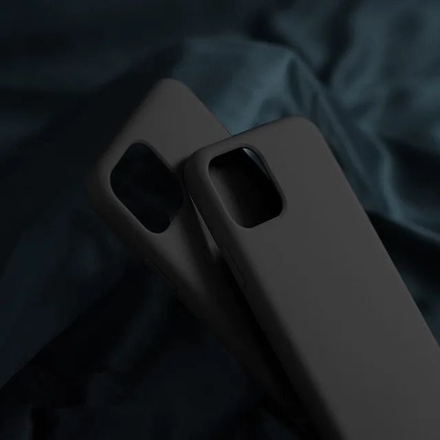 Жидкий силиконовый чехол для телефона для iPhone 11 Pro Max 6 6S 7 8 Plus X XS XR XS Max Полночь Зеленый мягкий полный защитный чехол - Цвет: Черный