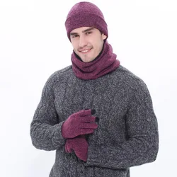 Fashion Autumn Winter 2022 3 Pcs/set New neckerchief Couples With Men Simple Thickening Wear Resistant Warmer Hat Gloves Set