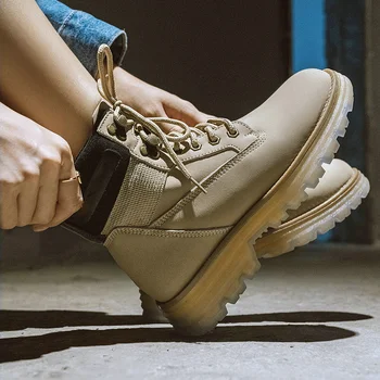 

EshtonShero Ankle Boots Women Platform High Heels Female Lace Up Women's Shoes Buckle Woman Short Boot Ladies Footwear Size 4-9
