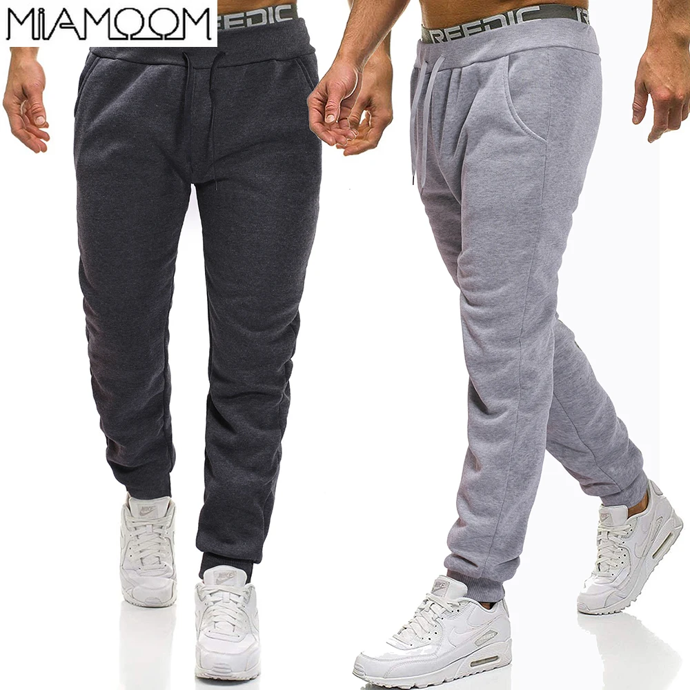Pants Men Plain Color Drawstring Slacks Loose and Comfortable Fleece tight Men s Trousers 1