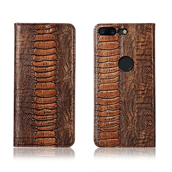 

Genuine real leahther ostrich foot pattern phone bag for OnePlus 5T/OnePlus 5 leather flip case card slot holder flip capa funda