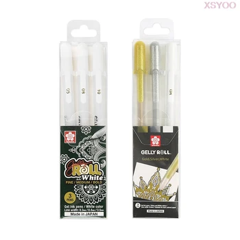 

Japan Sakura 3Colors Gelly Roll Classic Highlight Pen Gel Ink Pens Bright Gold silver white Line Pen Highlight Markers Color