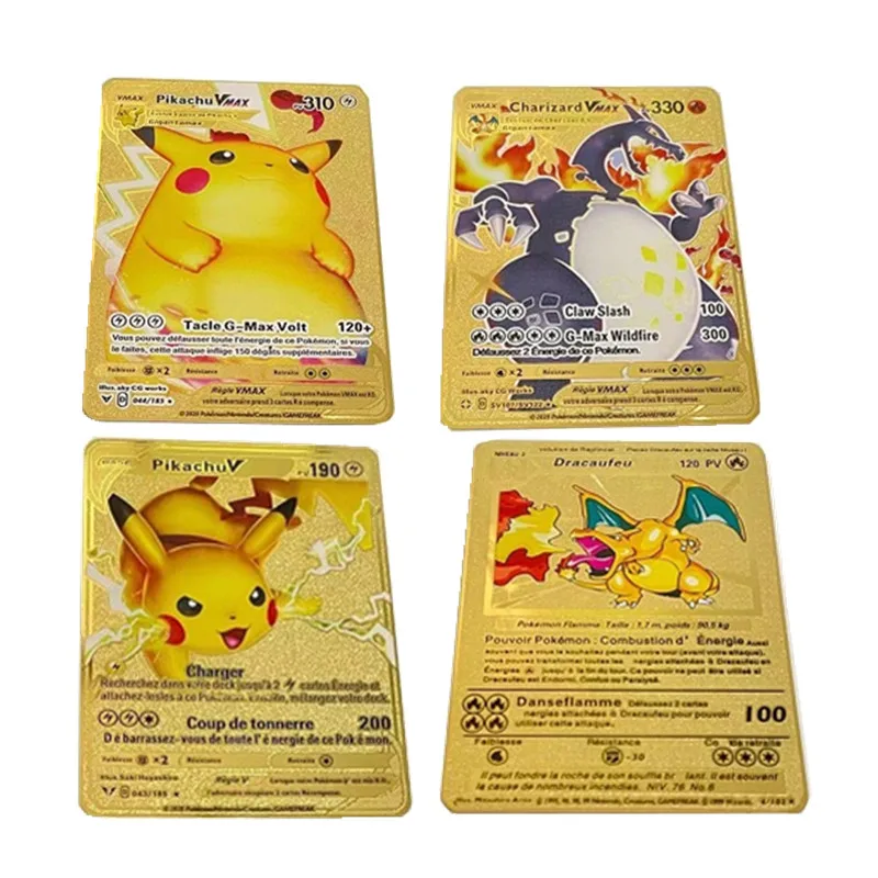 58/29pcs French Pokemon Gold Card Charizard Eevee Mewtwo Pikachu Gold Vmax  GX EX Collection Children's Gifts Pokemoncards Toy - AliExpress