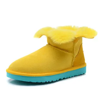 

High quality women's fashion petal snow boots real sheepskin leather warm natural fur winter shoes real wool women's ankle boots