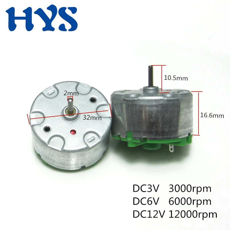 HYS 2 шт. двигатели постоянного тока 3V 6V 12 V микро мотор Скорость 3000/6000/12000 об/мин постоянного тока 12 вольт мини маленький RF-500TB сигнализации блендер аромат мотор