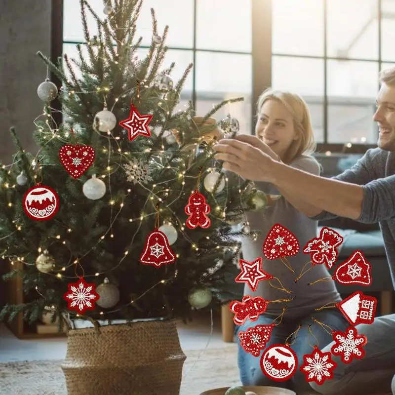 10 шт. DIY Полный сверла Специальные Форма бриллиантовый рисунок Рождество дерево подвеска рождественские украшения для дома год с утолщённой меховой опушкой