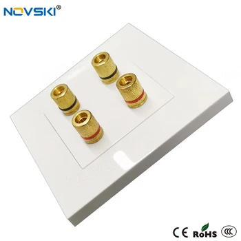 

NOVSKI High-end Wall Socket Audio Video Panel Speaker Junction Box Power Outlet Hi-Fi Terminal White PC Panel