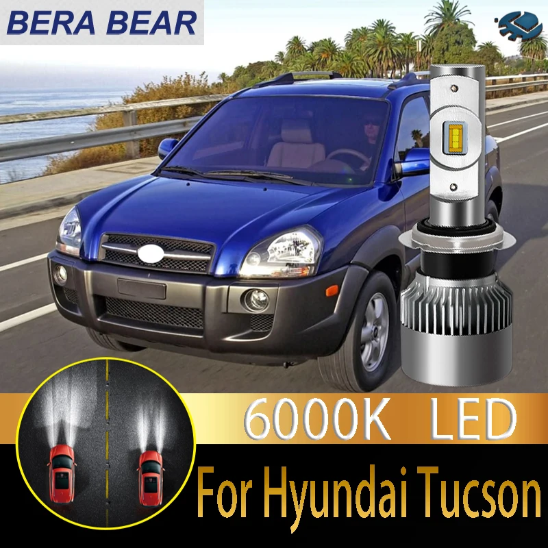 BERA Медведь автомобилей головной светильник лампы светодиодный для hyundai Tucson 2005-2012 светодиодный автомобиль 6000K 10000LM белый светильник Авто головного средства ухода за кожей Шеи светильник 2X