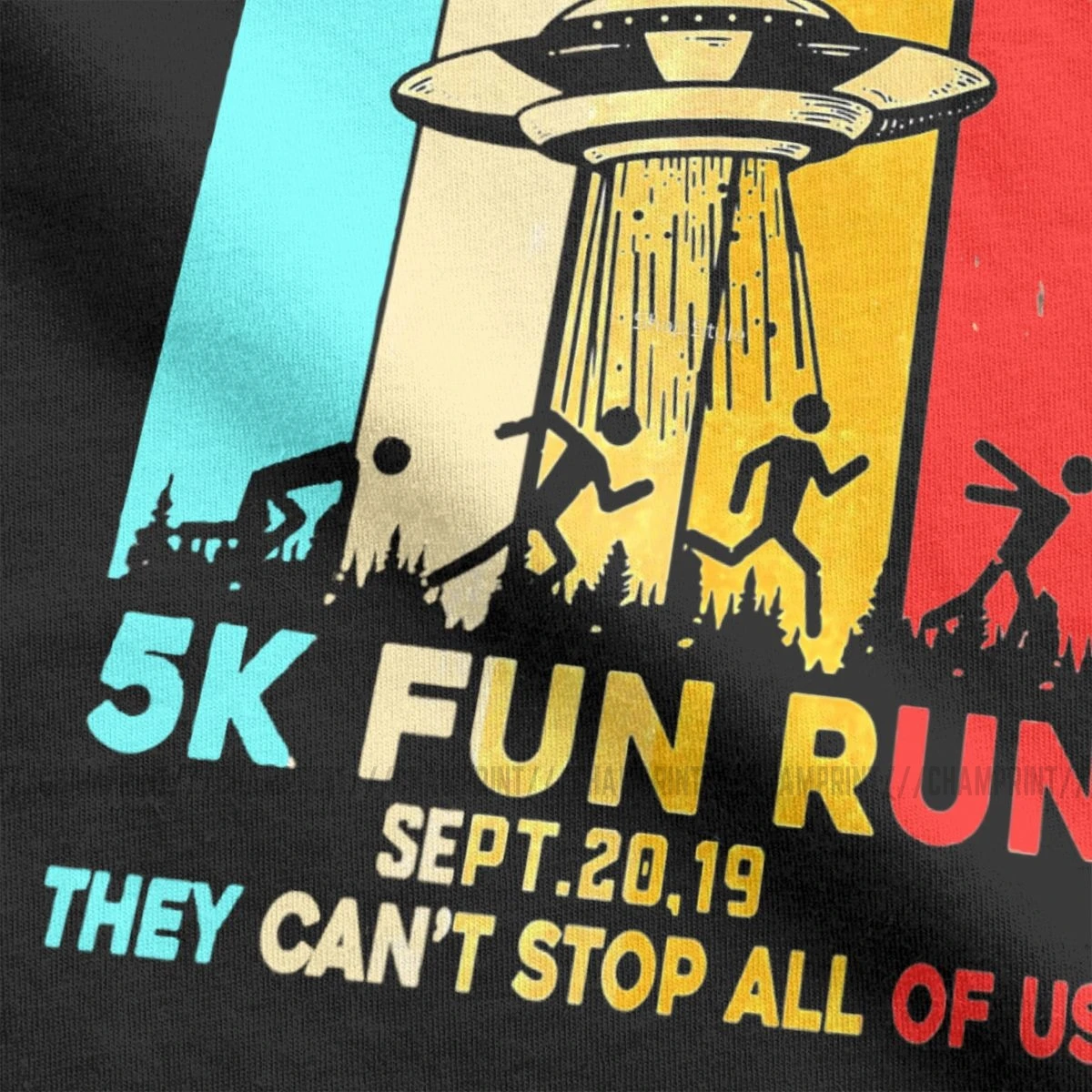5K Fun Run They Cant Stop Us All винтажная Мужская футболка Storm District 51 Alien UFO Винтажная Футболка
