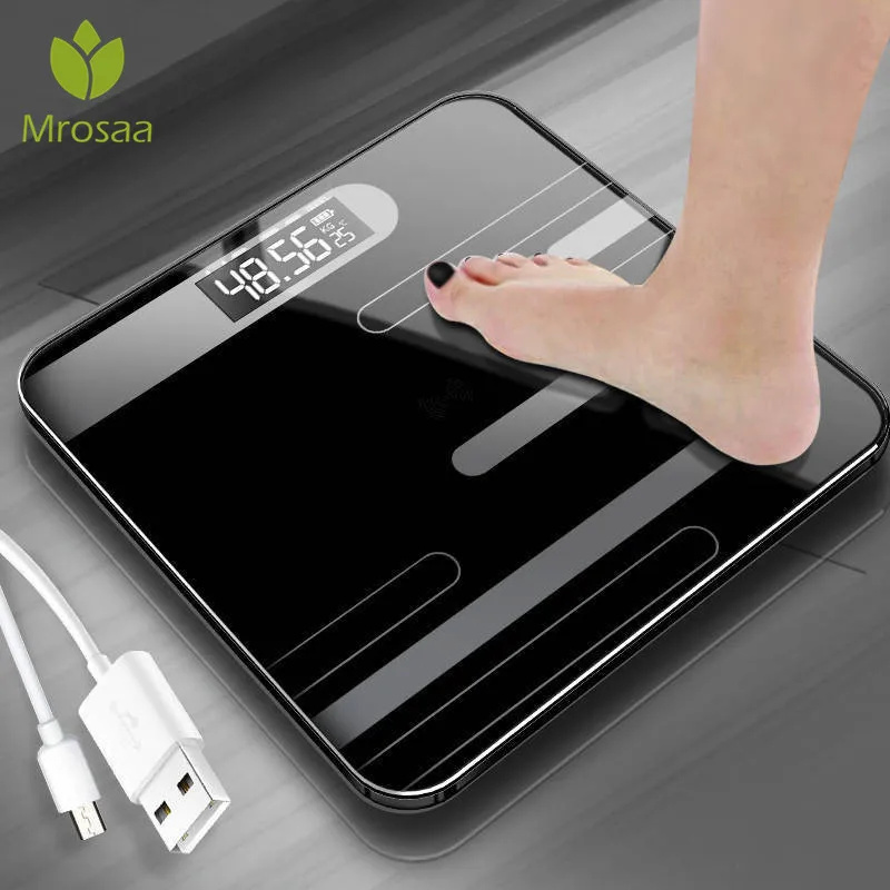 

Floor Scales Bathroom Body Fat Scale Glass Electronic Smart Scales USB Charging LCD Display Body Weighing Digital Weight Scale