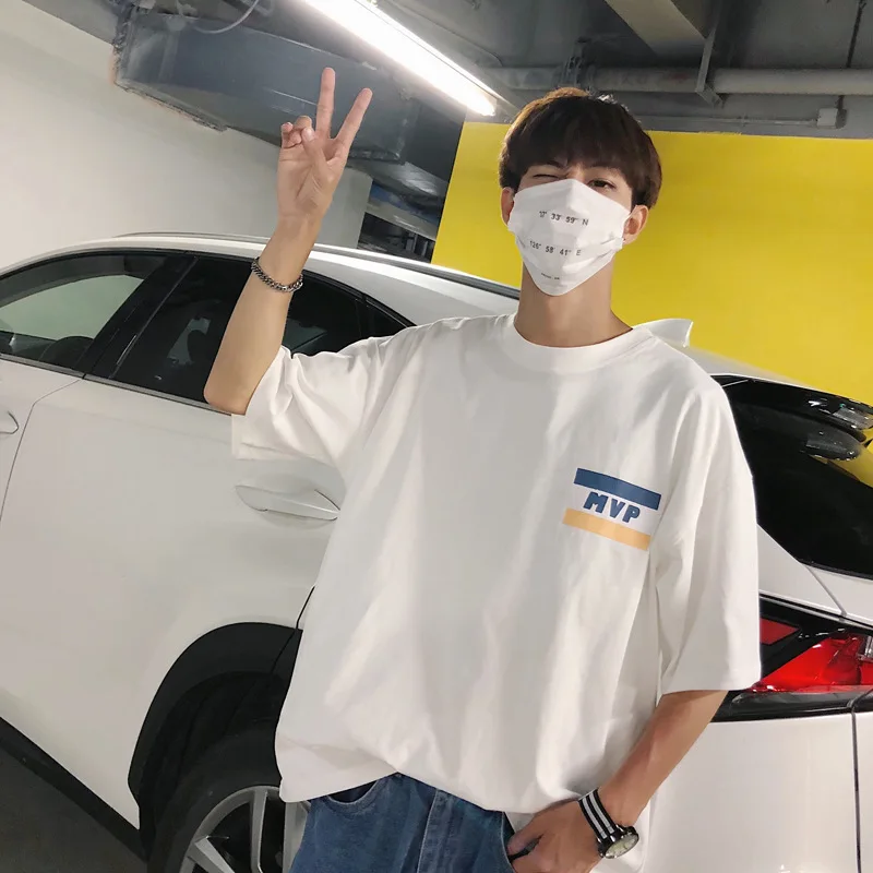 

2018 Summer Wear New Style Men South Korea INS Trend MVP Printed Youth Crew Neck Loose-Fit Casual Short Sleeve T-shirt