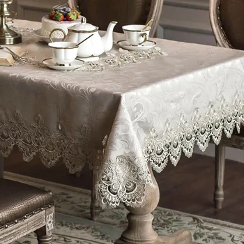 

European Lace Rectangular Dinning Table Cover Square Round Party Coffee TV Tablecloth Home Decor Chair Cover Set Jacquard