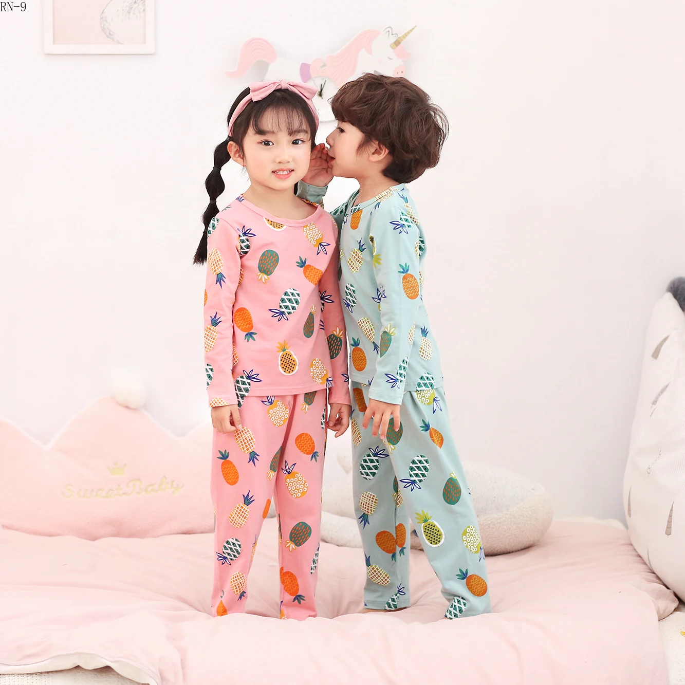 Новинка года, осенние детские хлопковые пижамы с длинными рукавами теплая одежда для сна для мальчиков детская одежда для сна детское милое нижнее белье пижамный комплект для девочек