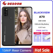 Blackview a70 android 11 smartphone 5380mah grande bateria octa núcleo 3gb ram + 32gb rom 6.517 Polegada exibição 13mp câmera 4g moible telefone