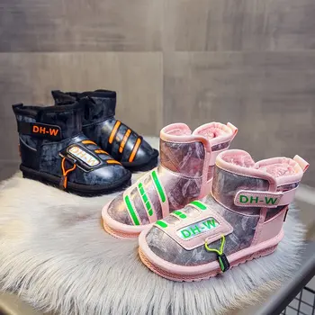 

Fashion Children Casual Shoes Baby Boys Girls Snow Martin Boots Kids Winter Warm Shoes Brand Sport Patent Leather High Sneakers