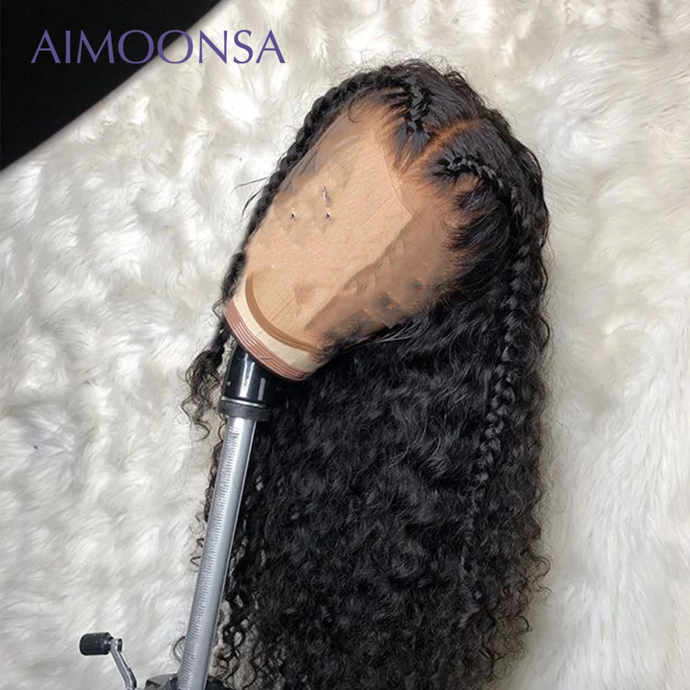 Незаметный парик шнурка полный парик шнурка человеческих волос с волосами младенца кудрявый парик конский хвост невидимые узлы перуанские прямые волосы Aimoonsa